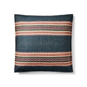 Ralph Lauren Home Alyssa Stripe Throw Pillow New 20x20 Blue Chambray Linen